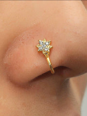 Zircon Decor Nose Ring  - Gold