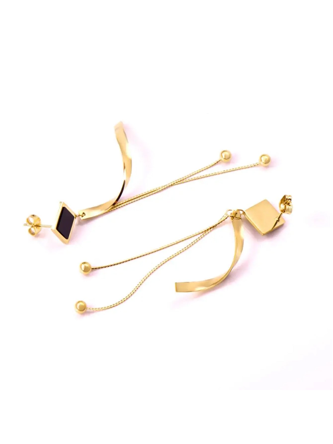 Stainless steel black square Shaped Drop Earring