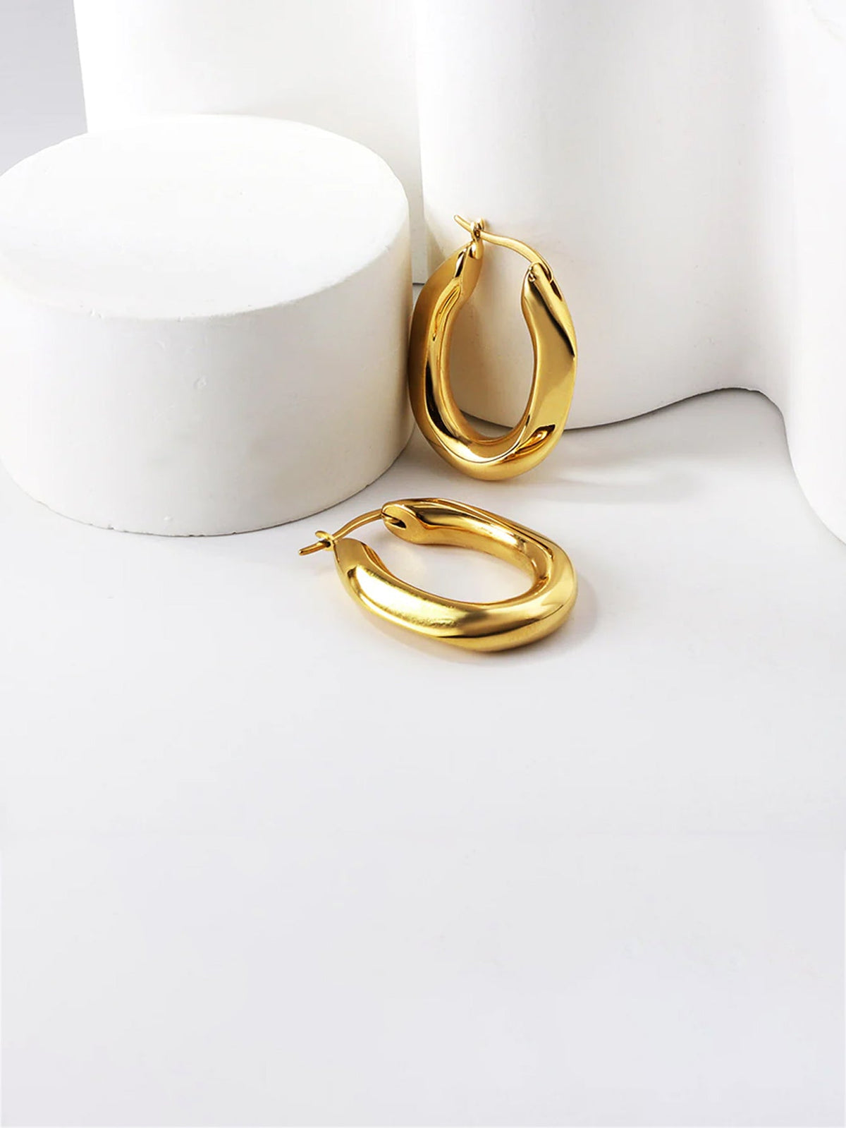 Stainless Steel Chunky Hoop Earrings