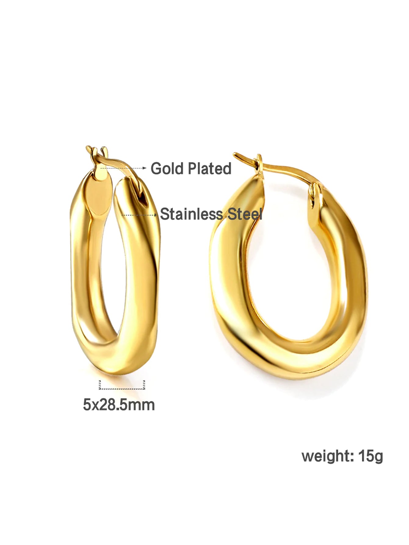 Stainless Steel Chunky Hoop Earrings