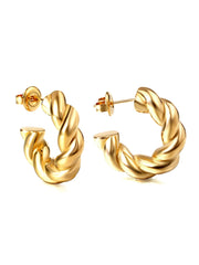 Stainless steel Chunky Twisted Hoop Earrings -