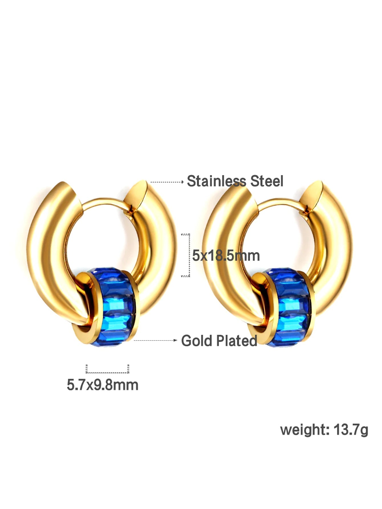 Stainless Steel Colorful Hoop Earrings