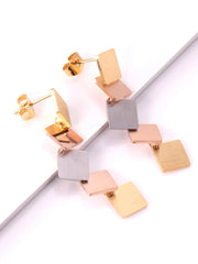 Stainless steel colorful rhombus drop earrings