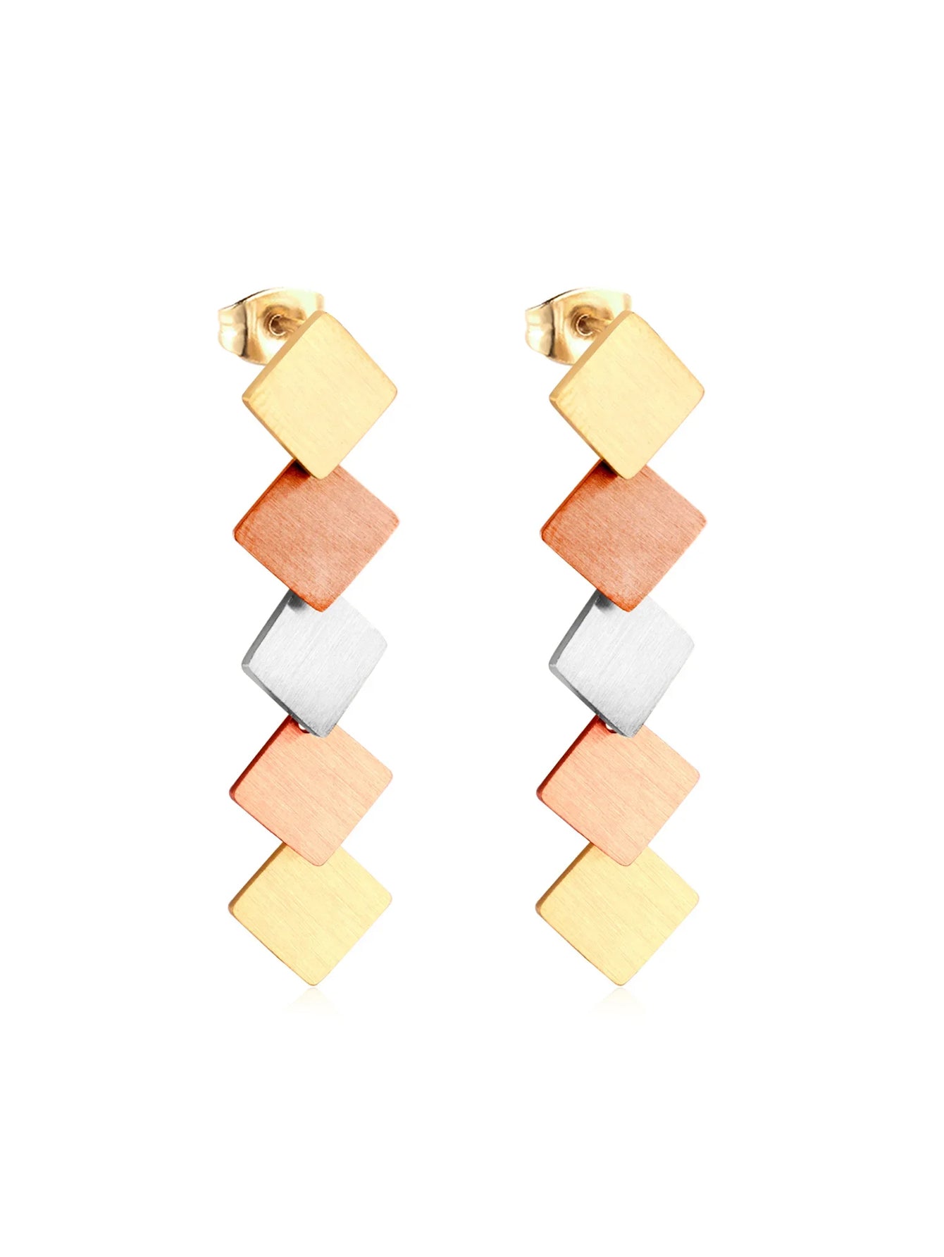 Stainless steel colorful rhombus drop earrings