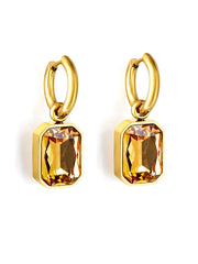 Stainless Steel Cubic Zirconia Drop Earrings -