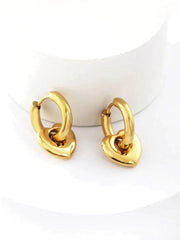 Stainless Steel Heart Shaped Hoop Earrings -