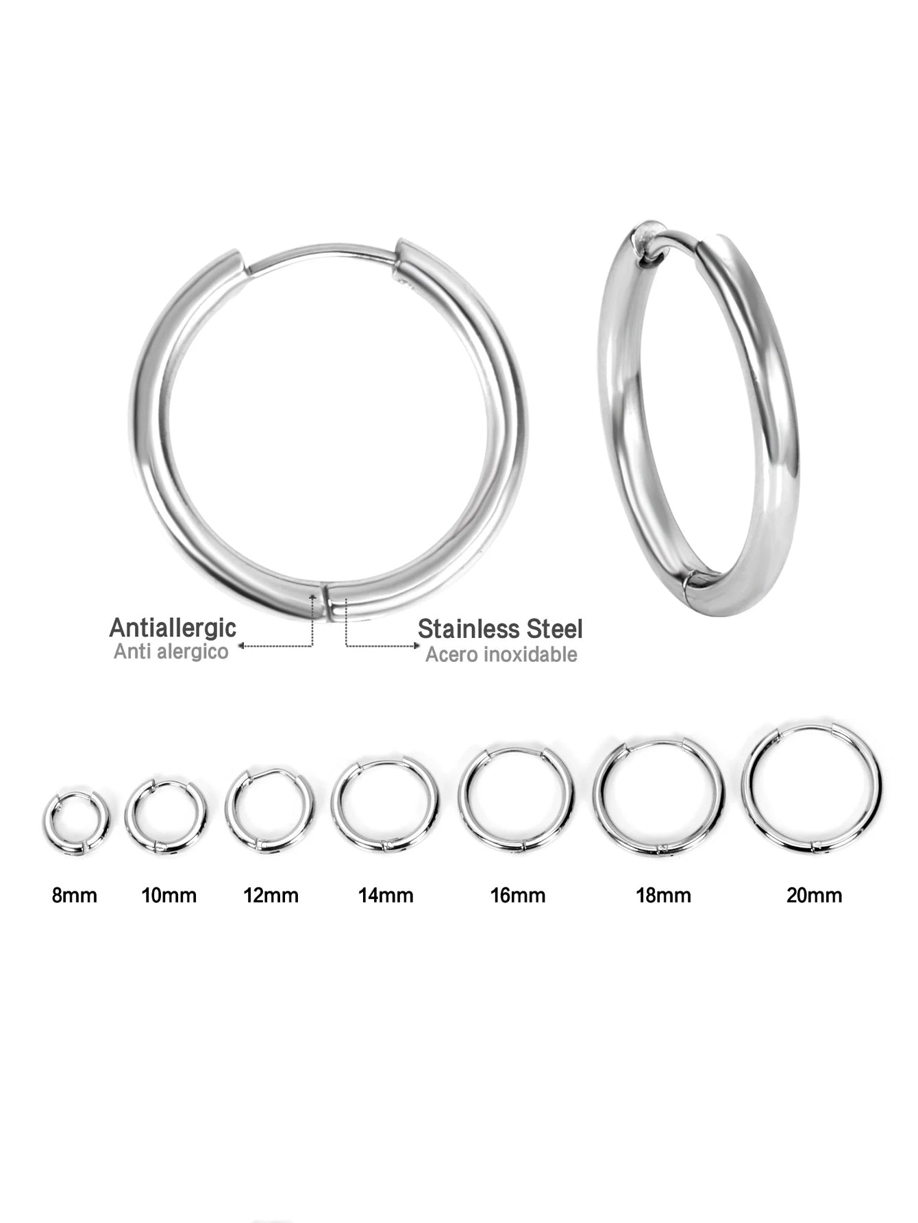 Stainless Steel Round Shaped Hoop Earrings -