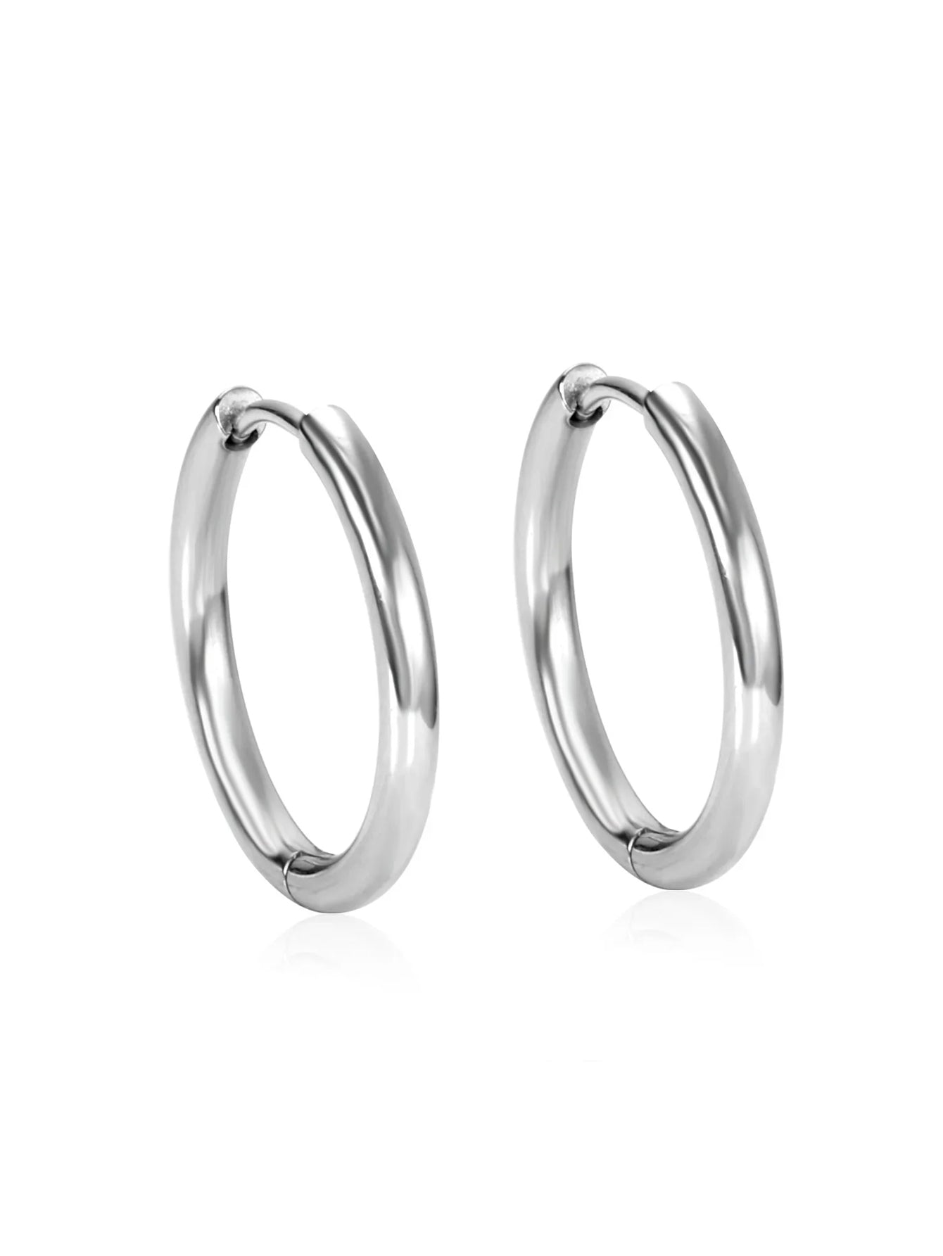 Stainless Steel Round Shaped Hoop Earrings -