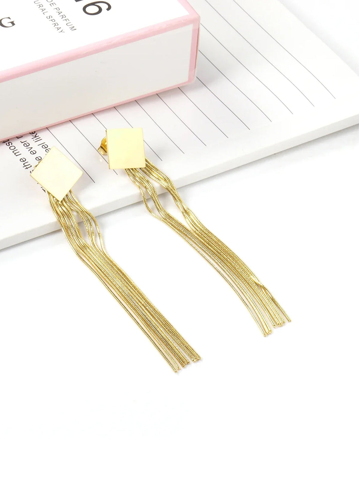 Stainless steel tassel drop earring