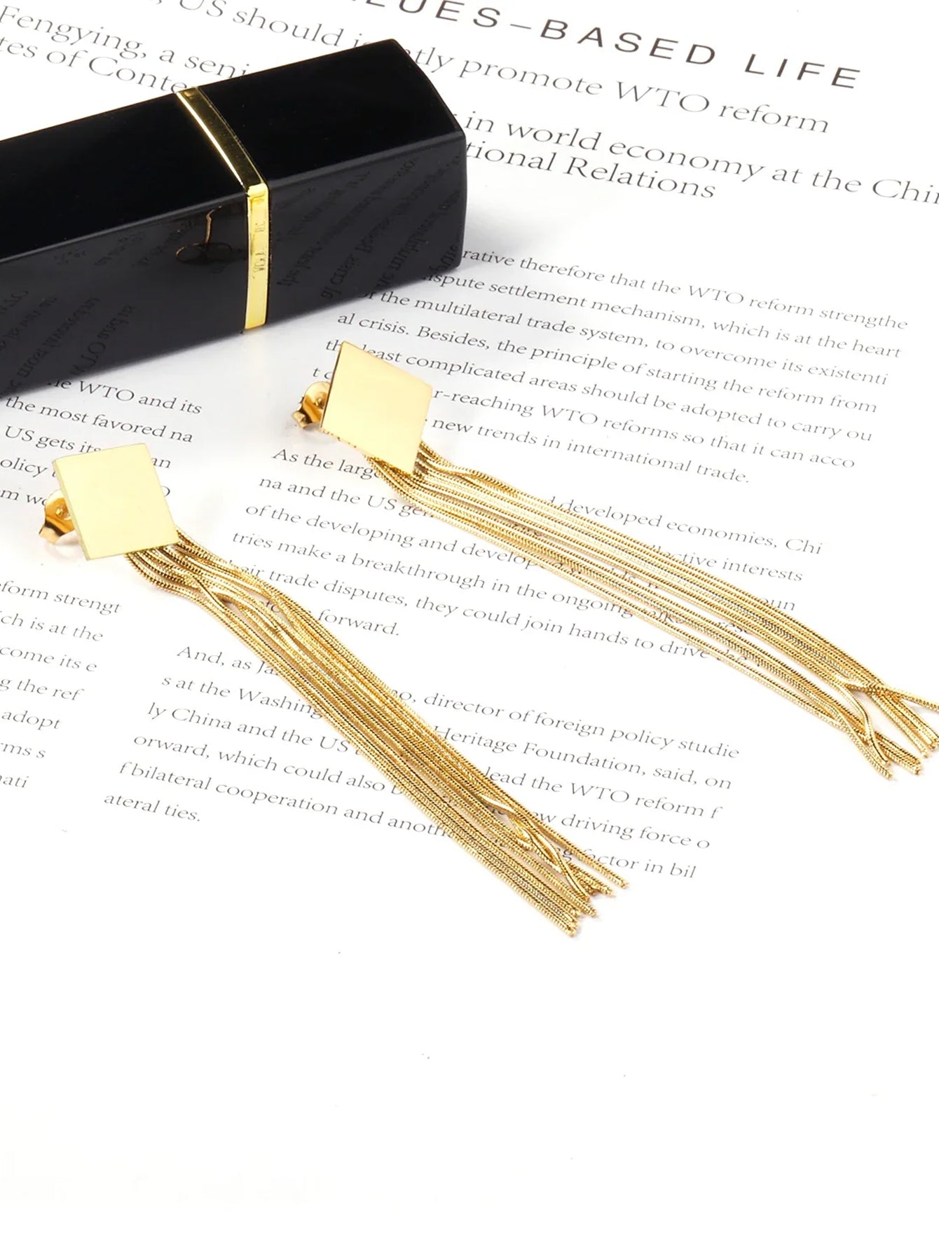 Stainless steel tassel drop earring