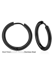 Stainless Steel Hoop Earrings in Black