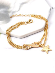 Stainless Steel Link Chain Star Bracelet