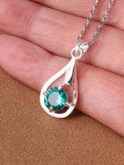 Water Drop Charm Necklace  - Green