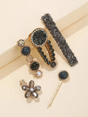 5pcs Rhinestone Decor Hair Clip - Multicolor