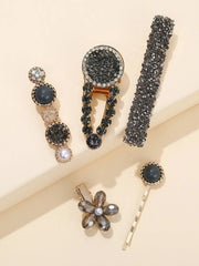 5pcs Rhinestone Decor Hair Clip - Multicolor