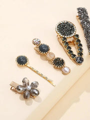 5pcs Rhinestone Decor Hair Clip - Multicolor