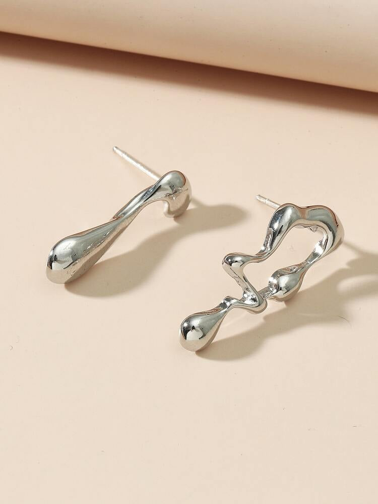 Irregular Stud Earrings - Silver