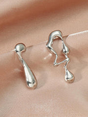 Irregular Stud Earrings - Silver